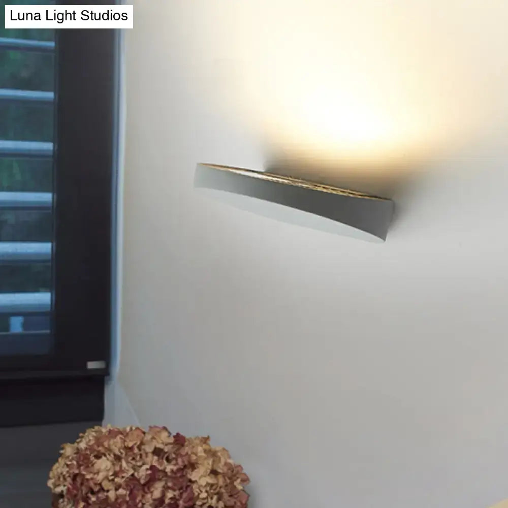Minimalist led oval wall sconce grey aluminum light for corridor