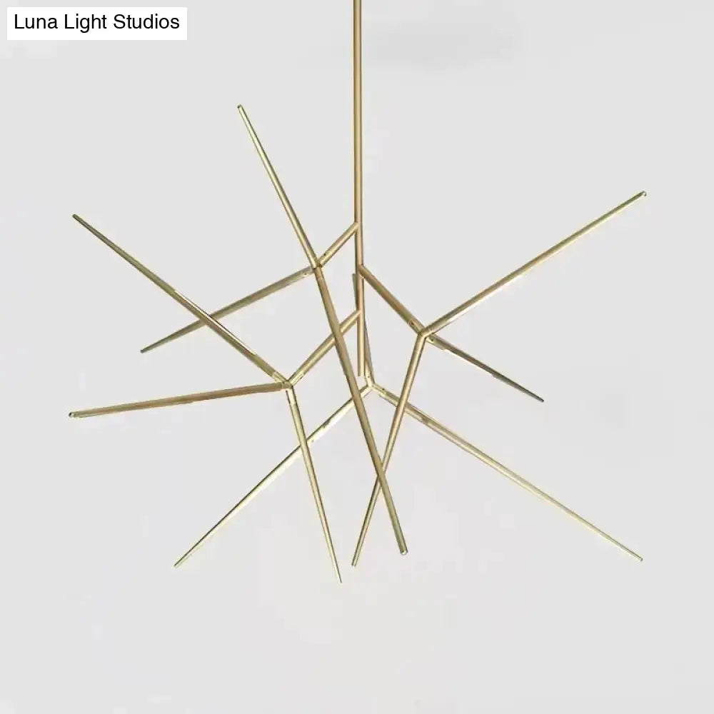 Minimalist led pearl black & gold starburst chandelier dining room