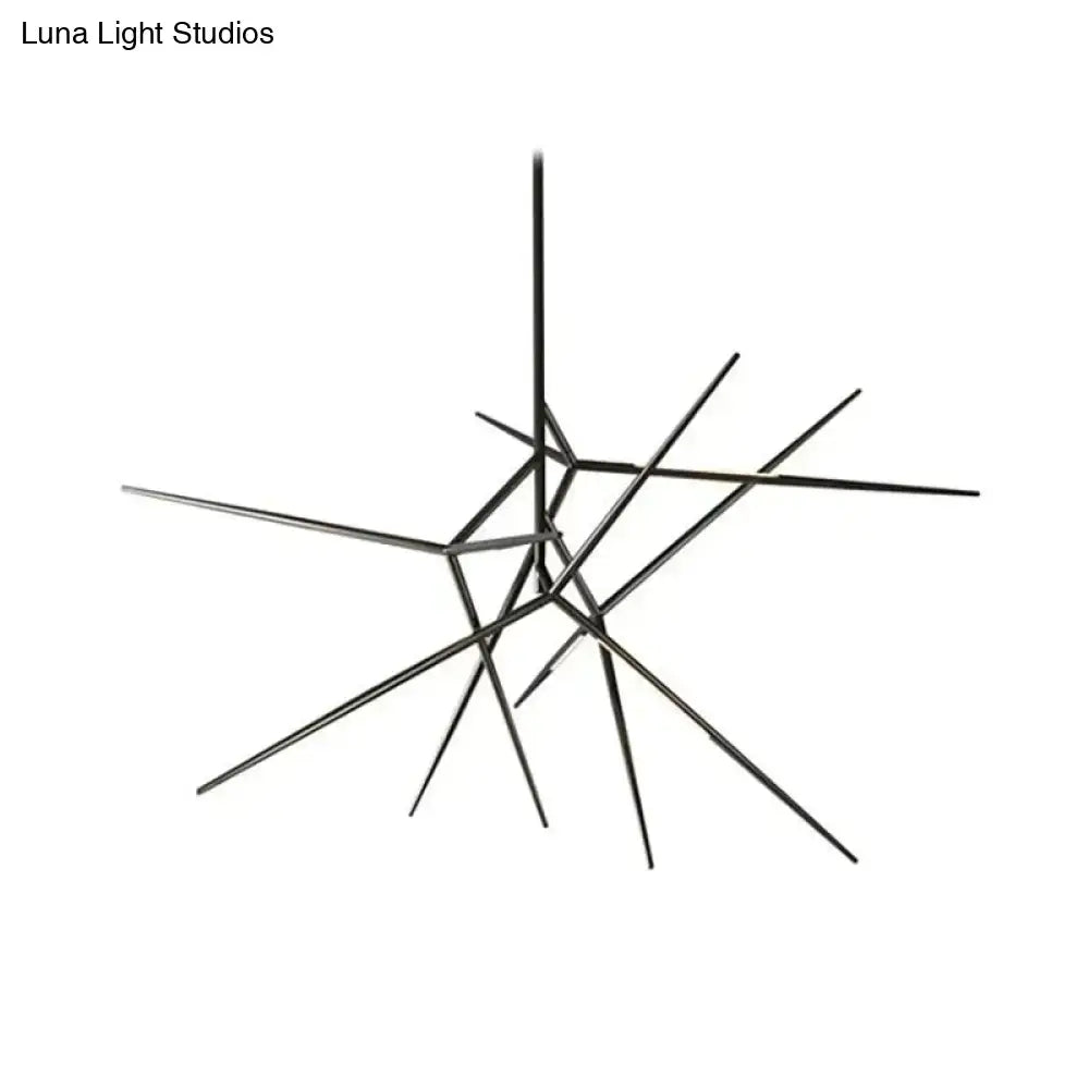 Minimalist led pearl black & gold starburst chandelier dining room