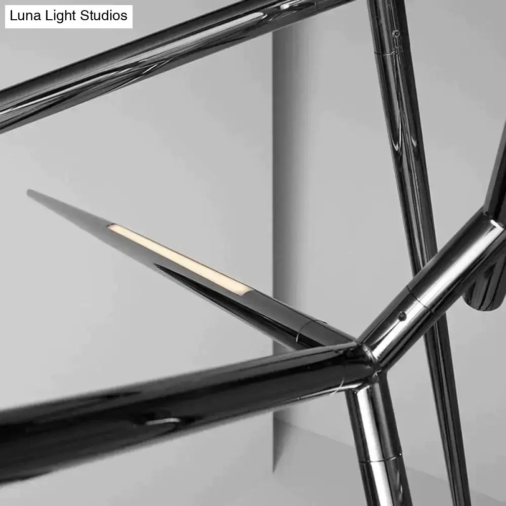 Minimalist led pearl black & gold starburst chandelier dining room