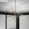 Minimalist led pearl black & gold starburst chandelier dining room