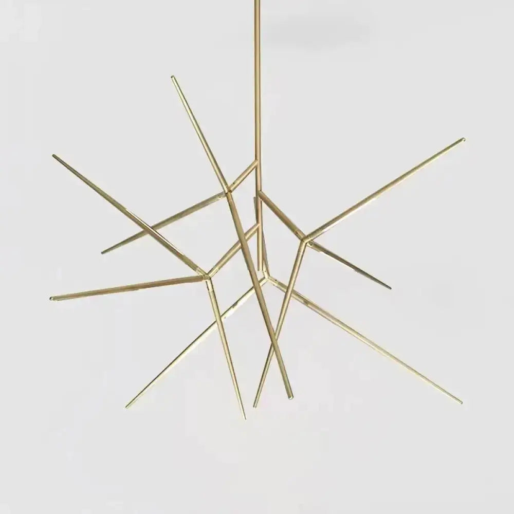 Minimalist led pearl black & gold starburst chandelier dining room