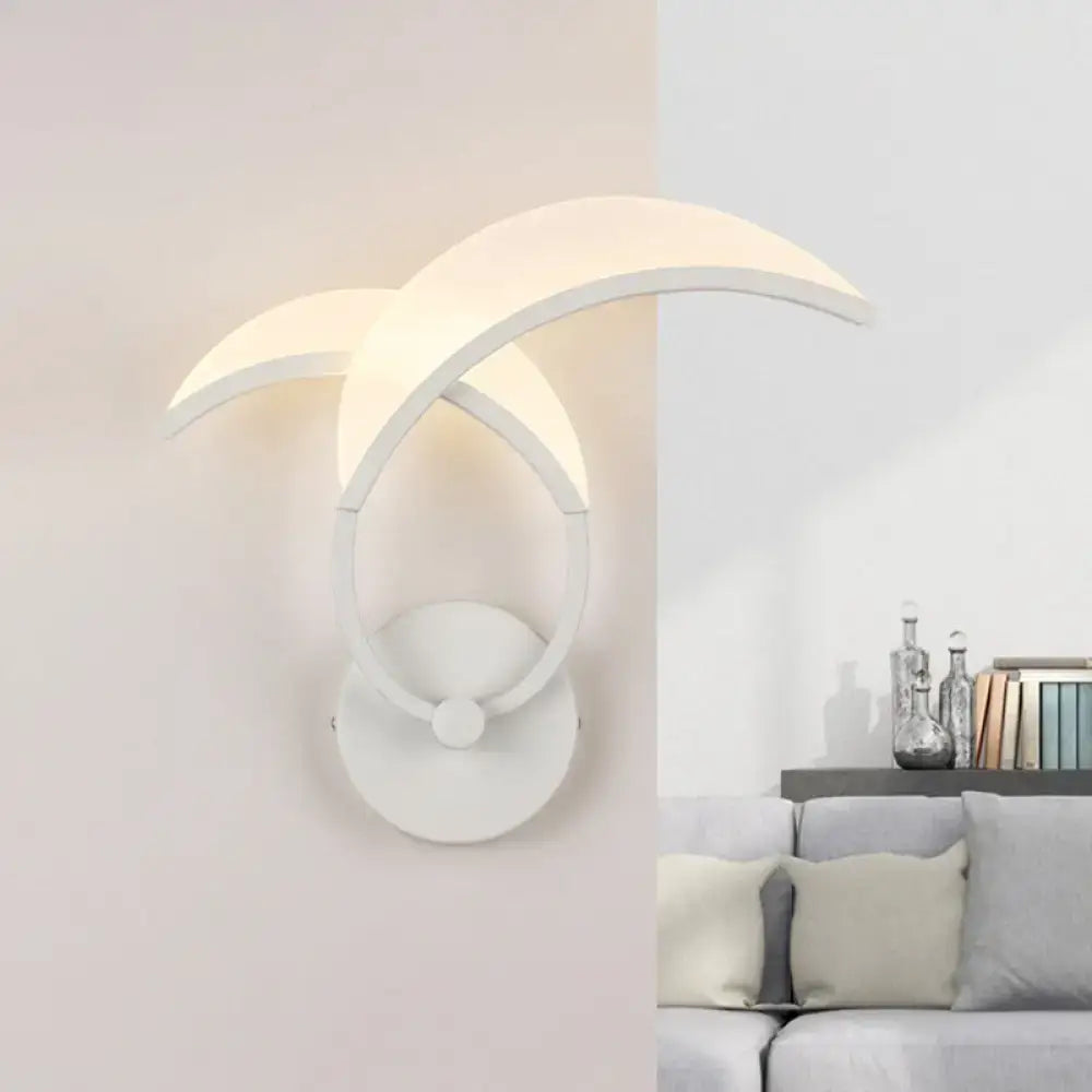 Minimalist led white double curved wall sconce bedroom light