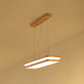 DecorBites™ Minimalist LED Wood Rectangular Hanging Island Lamp - Acrylic Ceiling Suspension for Dinners