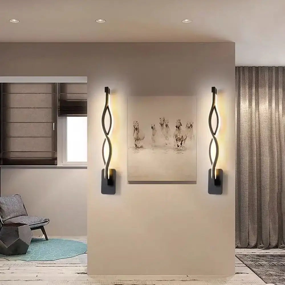 Minimalist line art sconce light fixture – hallway black metal lamp