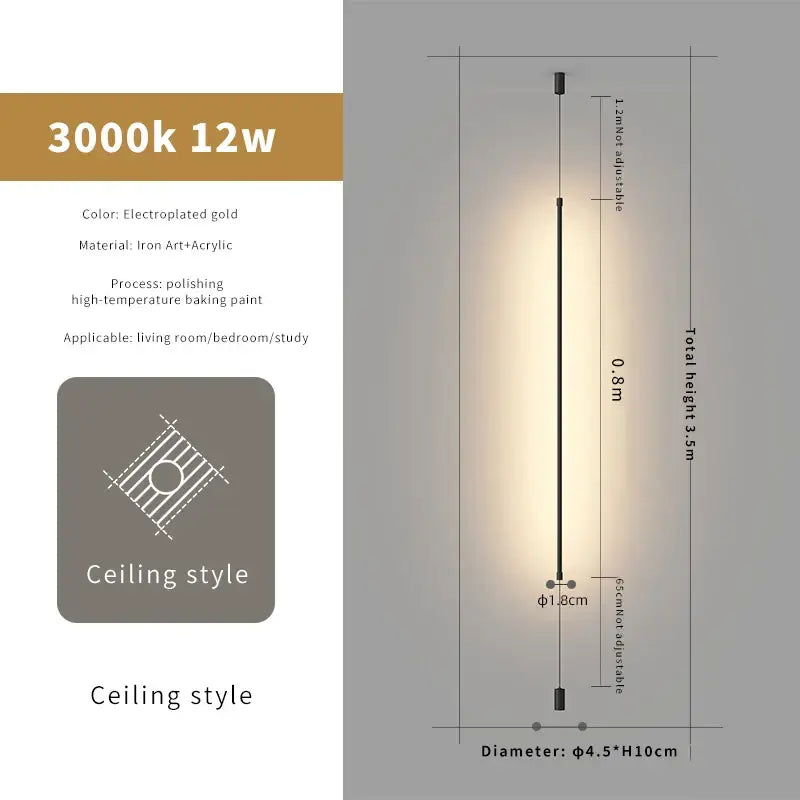 Minimalist matte black cylindrical pendant light strip bedroom