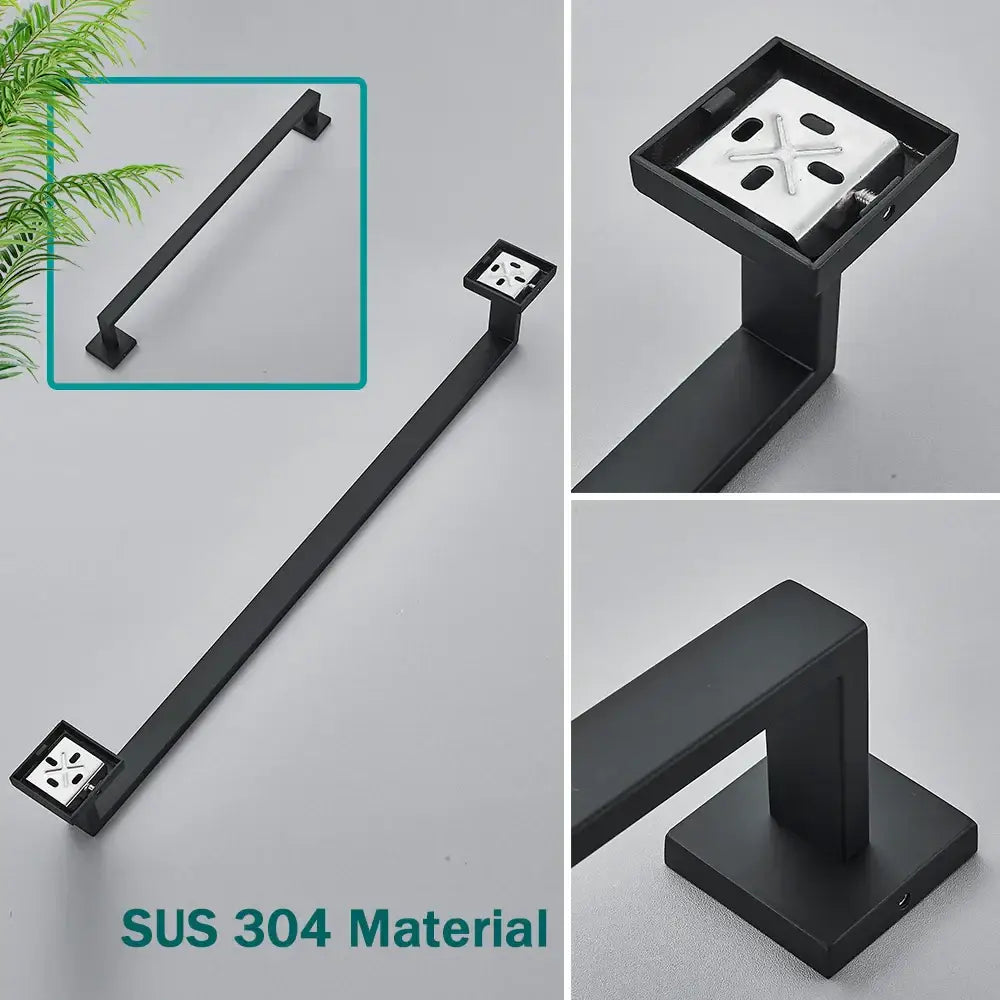 Minimalist matte black stainless steel bathroom accessories set