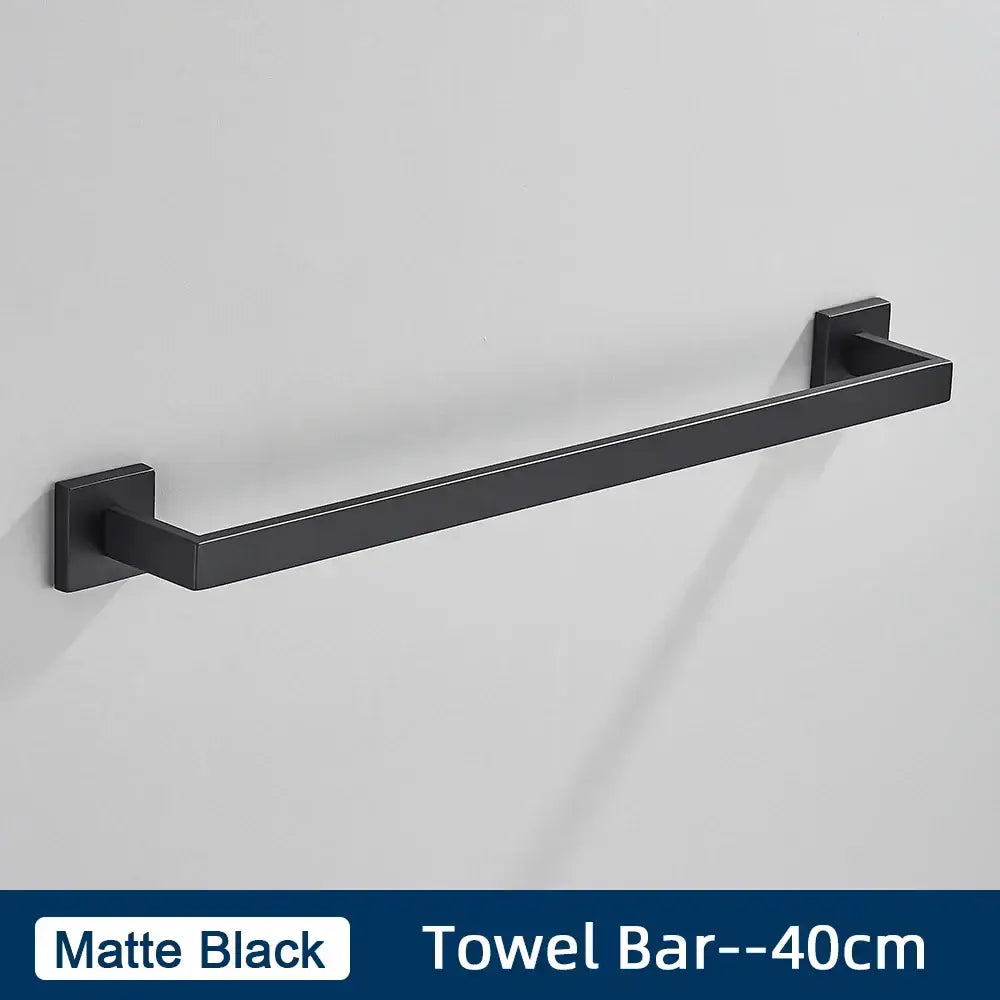 Minimalist matte black stainless steel bathroom accessories set