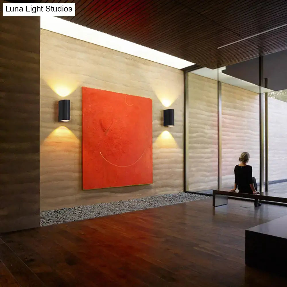 Minimalist matte black tube wall light outdoor sconce