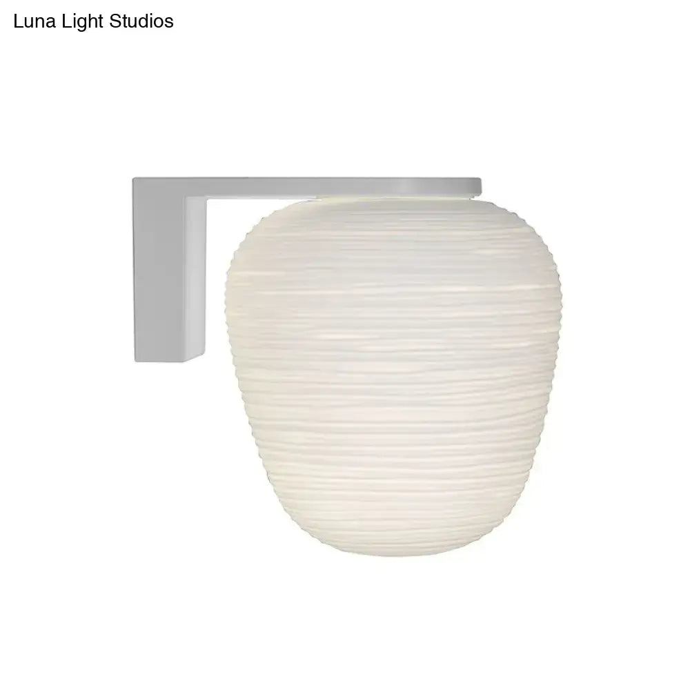 Minimalist milky ribbed glass wall mounted lighting bedroom sconce