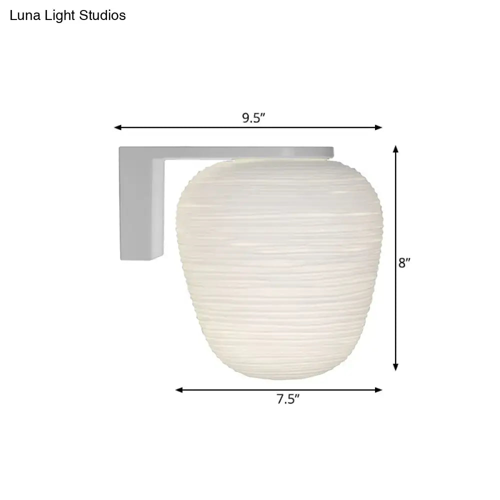 Minimalist milky ribbed glass wall mounted lighting bedroom sconce