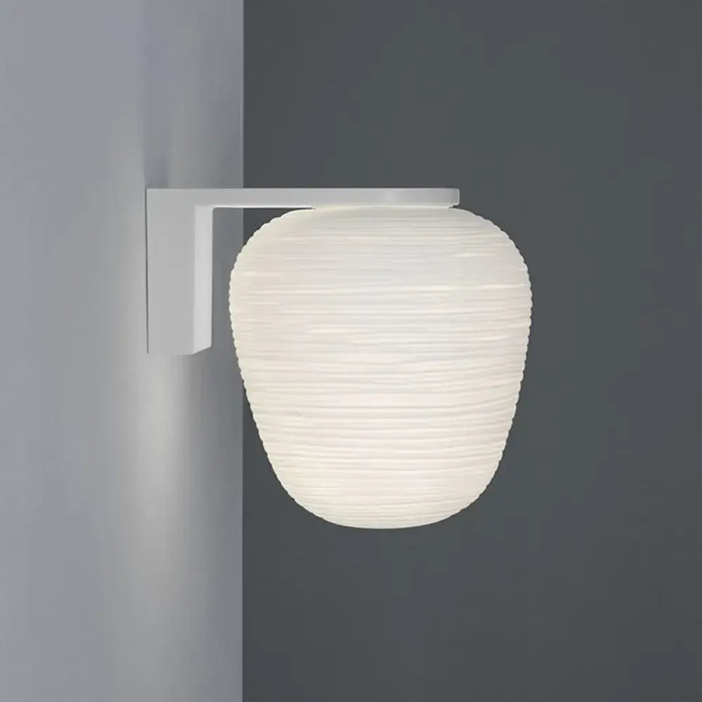 Minimalist milky ribbed glass wall mounted lighting bedroom sconce