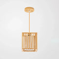 Minimalist natural wood island pendant light kitchen slatted glass