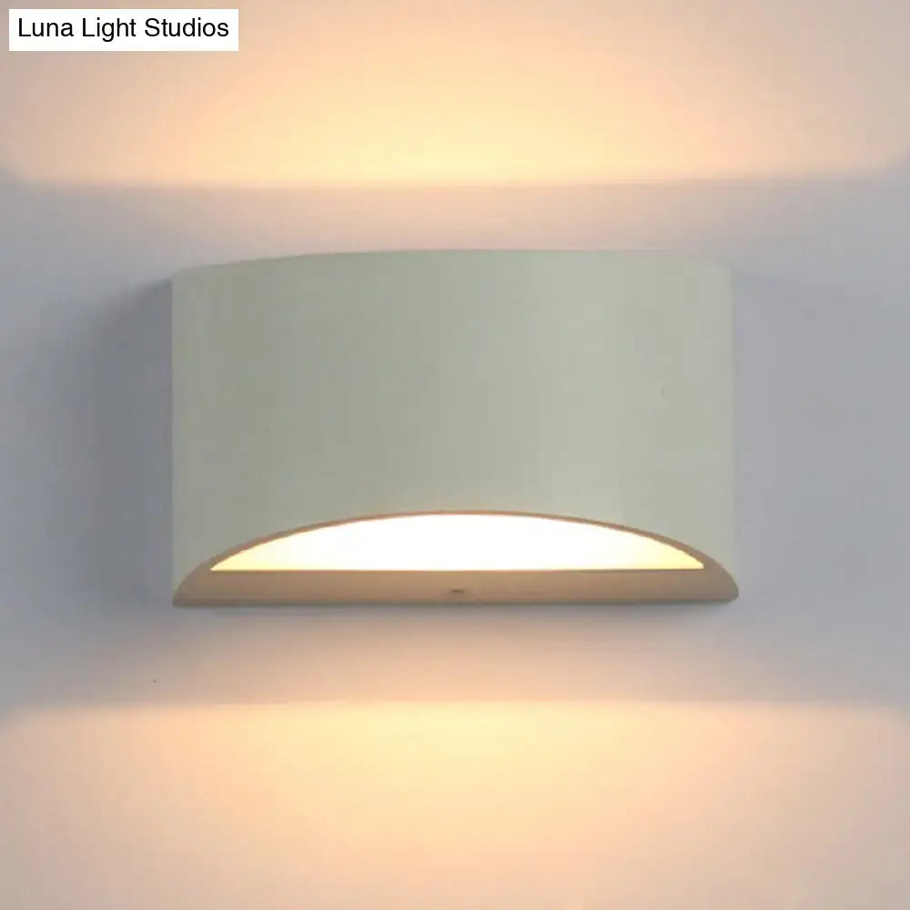 Minimalist off white led wall light bedroom curved metal sconce