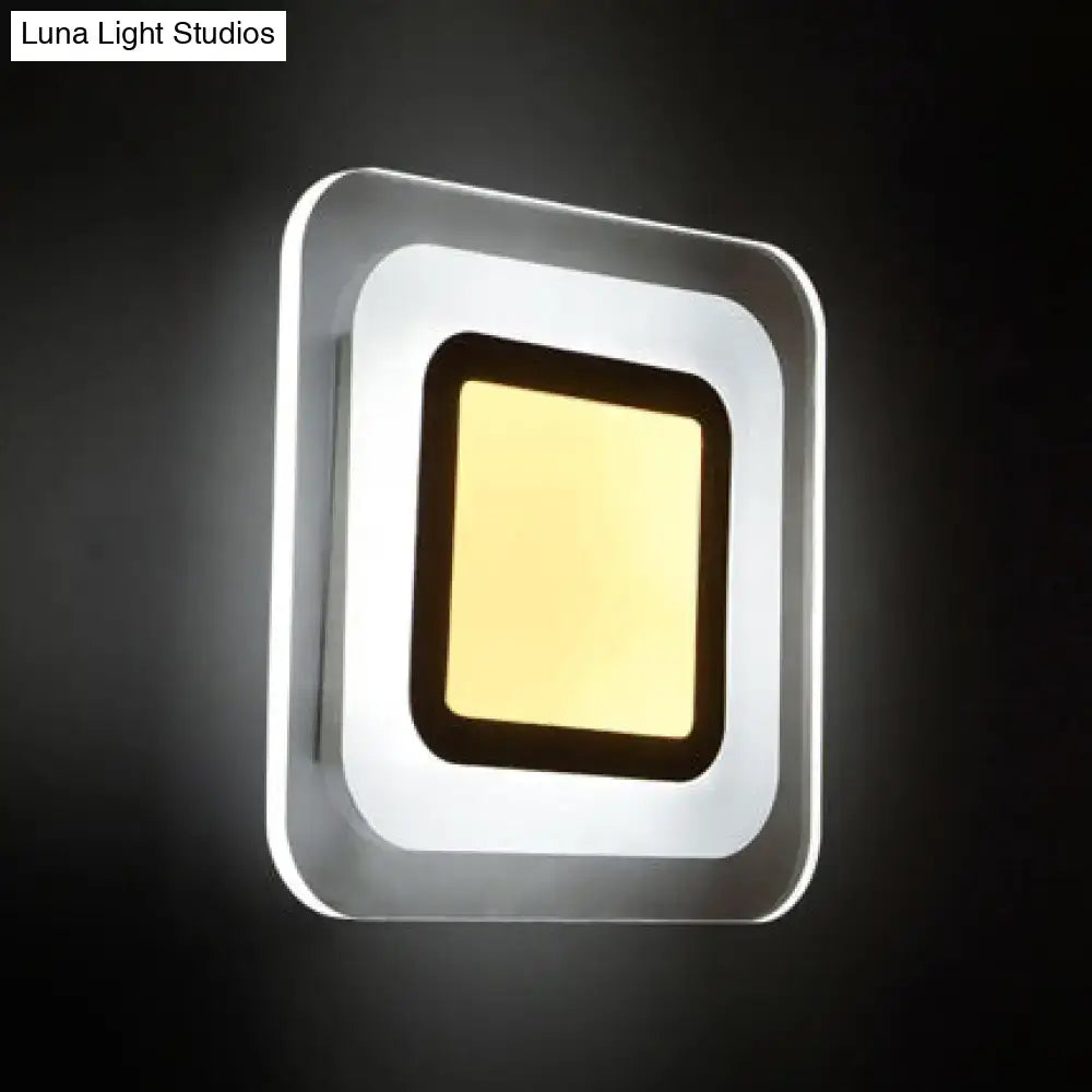 Minimalist off white square led wall lamp bedroom triangle round light