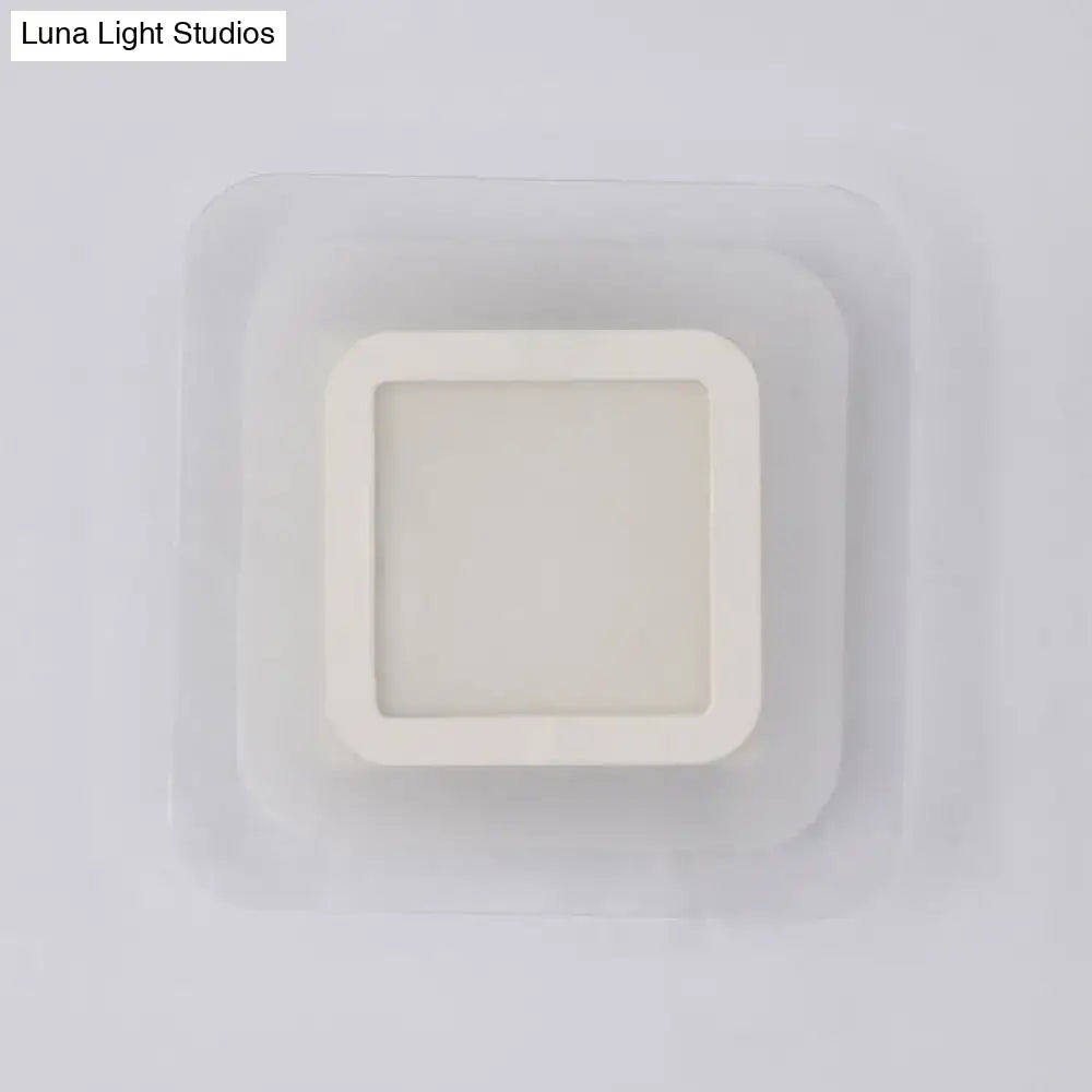Minimalist off white square led wall lamp bedroom triangle round light