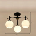 Black metal decorbites minimalist opal glass ceiling light with three frosted globe shades for living room use