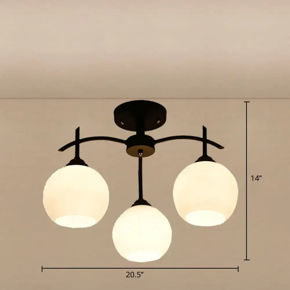 Minimalist opal glass black chandelier living room light