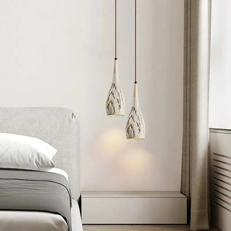 Minimalist petal ceramic pendant chandelier for bedroom