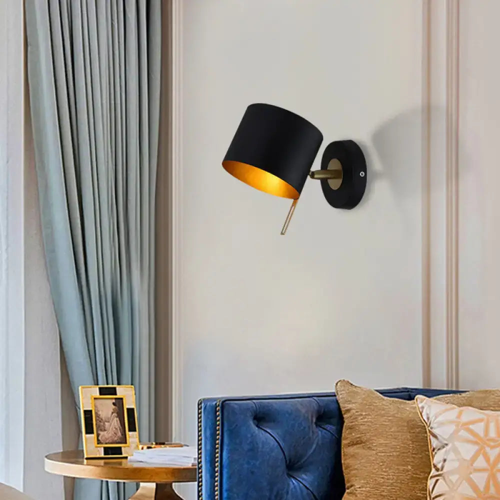Minimalist pink and brass cylinder wall sconce – corridor light