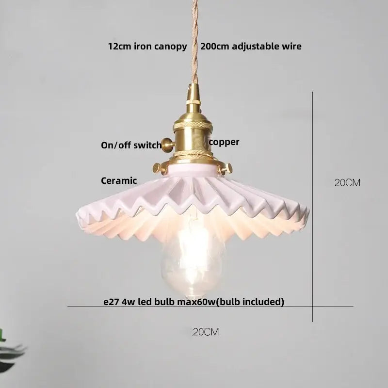 Minimalist pleated glass and wood pendant light fixture kitchen