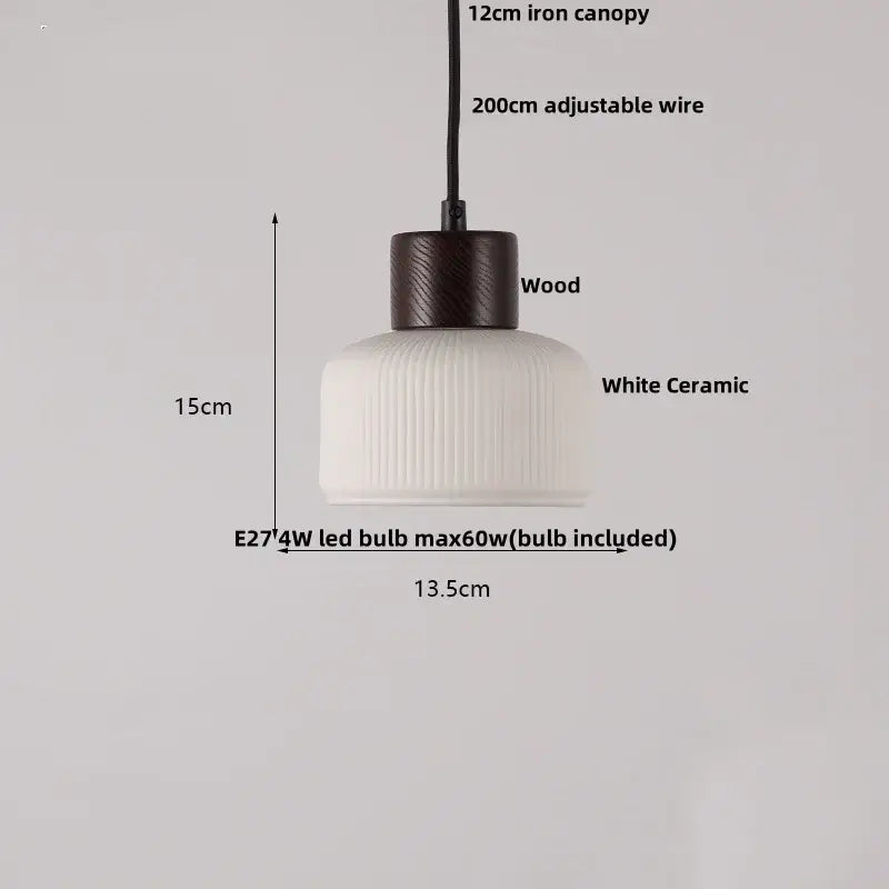 Minimalist pleated glass and wood pendant light fixture kitchen