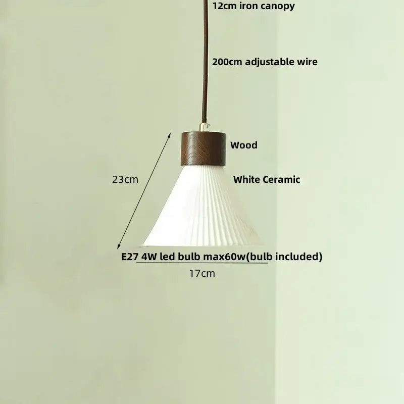 Minimalist pleated glass and wood pendant light fixture kitchen
