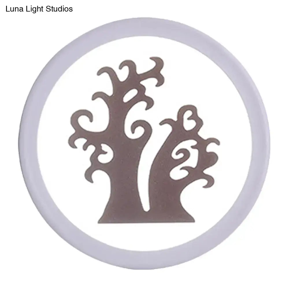 Minimalist tree silhouette acrylic wall lamp white & coffee bedroom