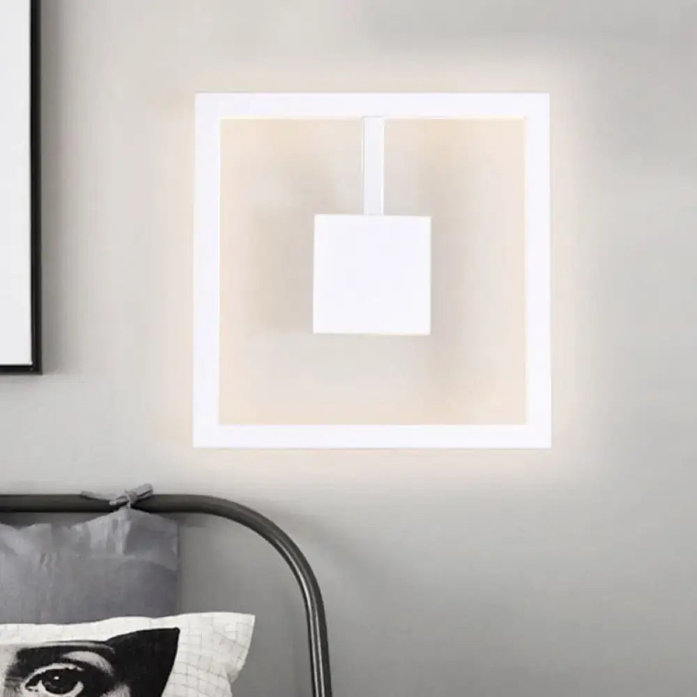 Minimalist white acrylic wall light fixture bedroom direct wired electric