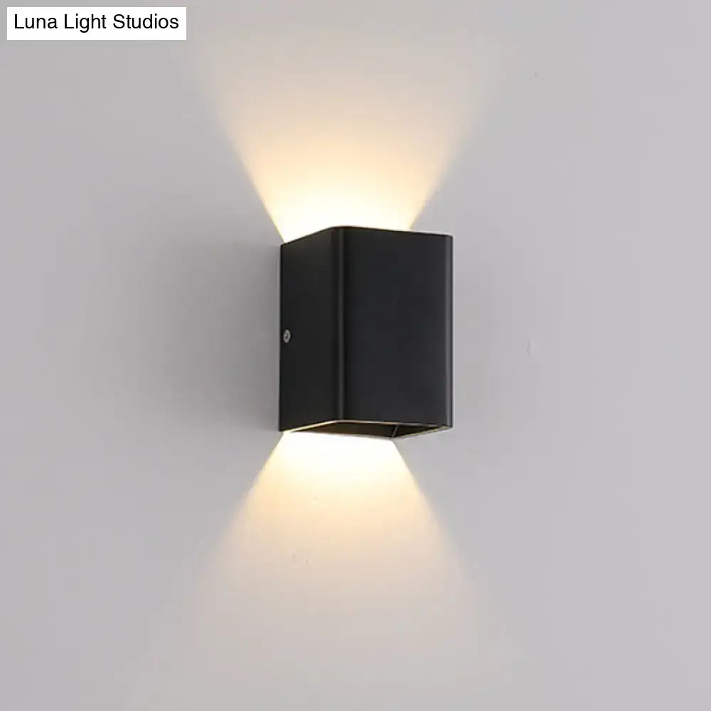 Minimalist white and brass wall lamp bedroom cube shade sconce