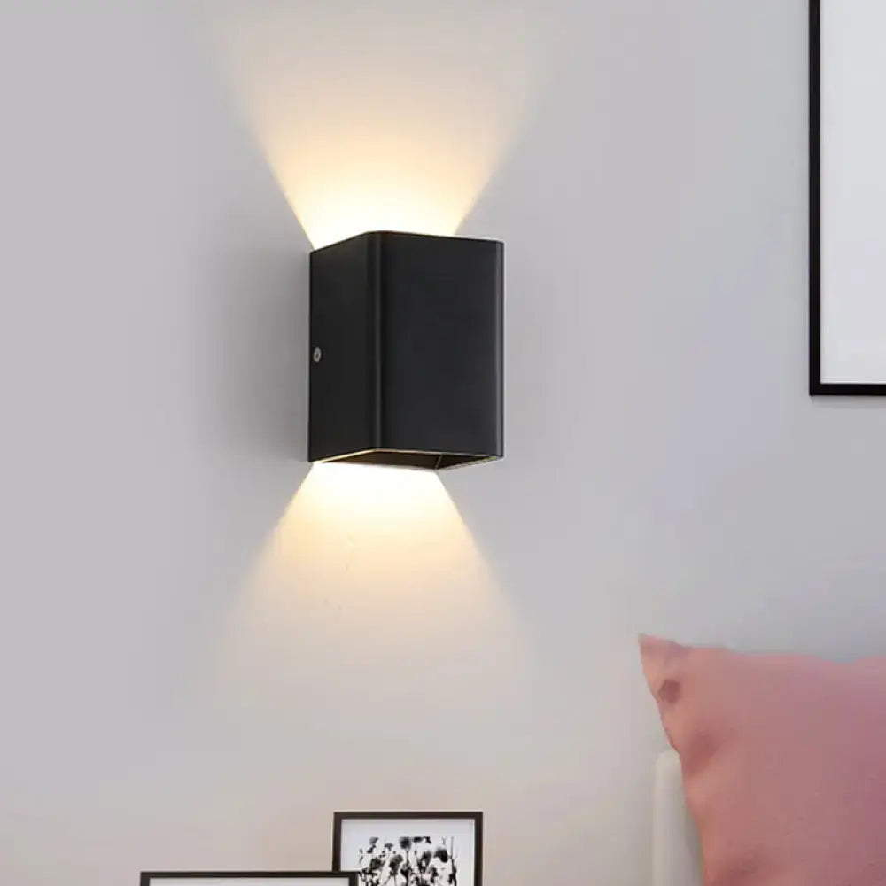 Minimalist white and brass wall lamp bedroom cube shade sconce