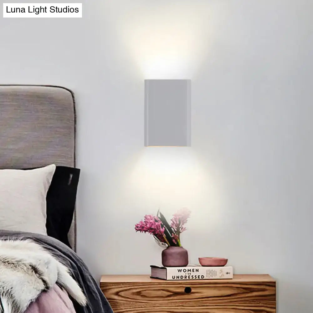 Minimalist white and brass wall lamp bedroom cube shade sconce
