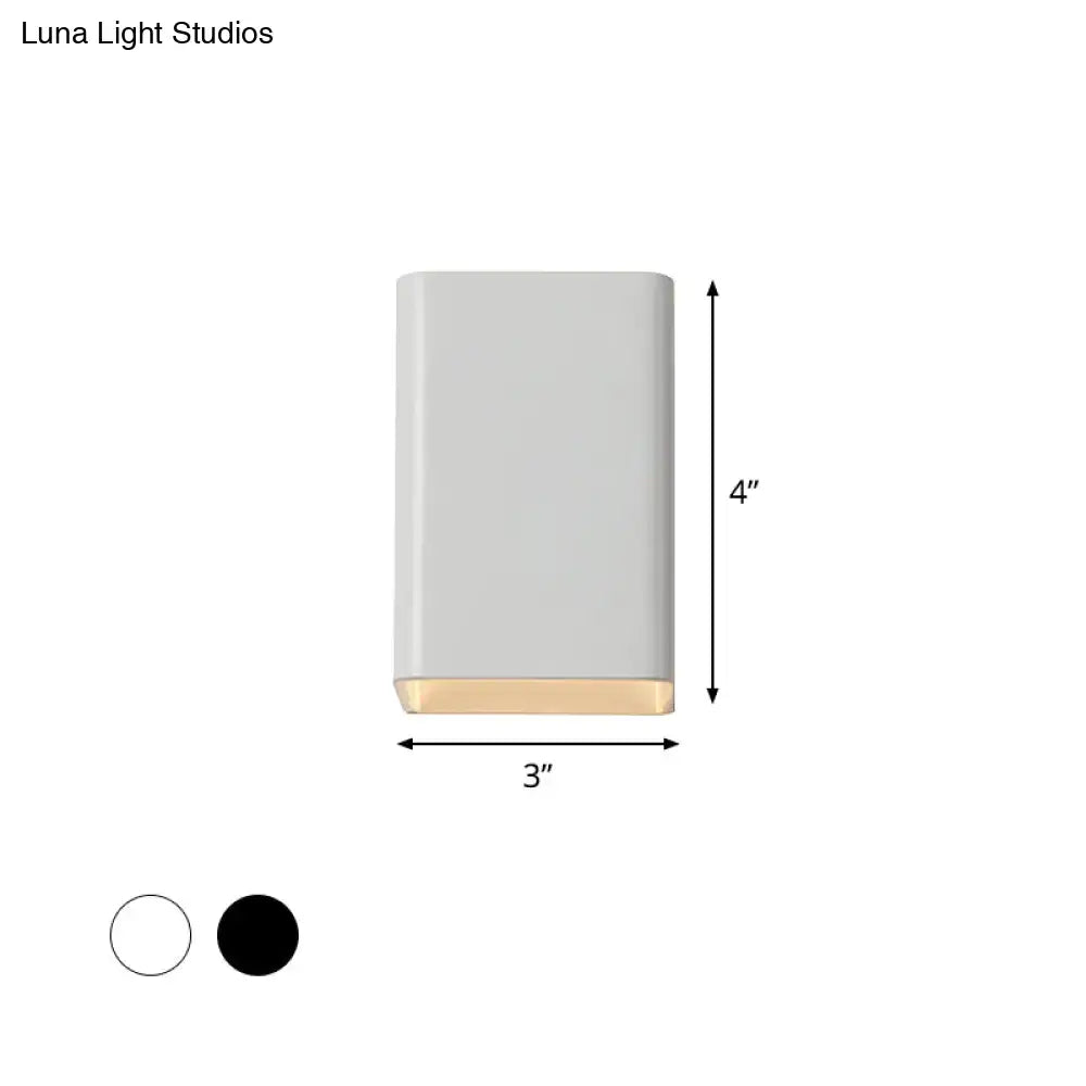 Minimalist white and brass wall lamp bedroom cube shade sconce