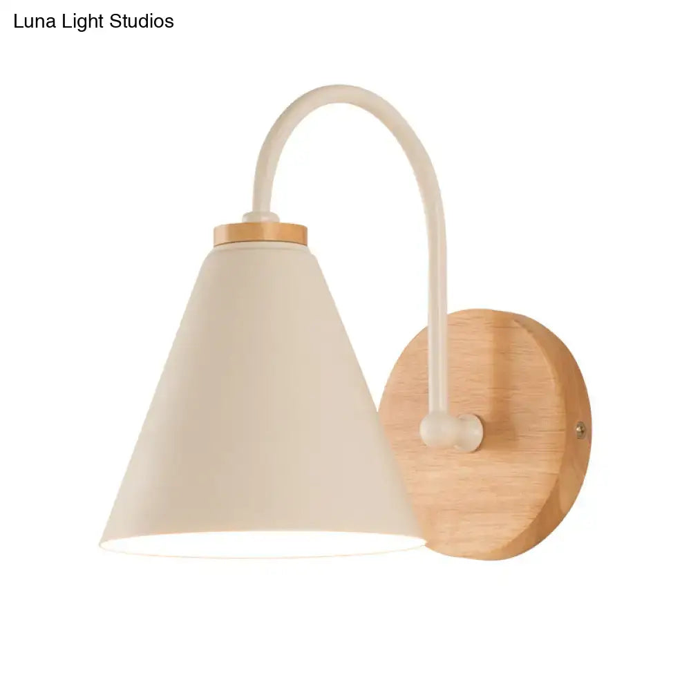 Minimalist white & black conical wall sconce bedroom wall light