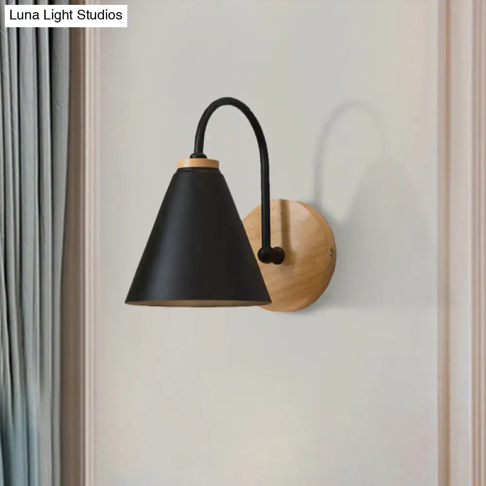 Minimalist white & black conical wall sconce bedroom wall light