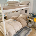 Minimalist white buttoned washed cotton bedding set bedroom duvet