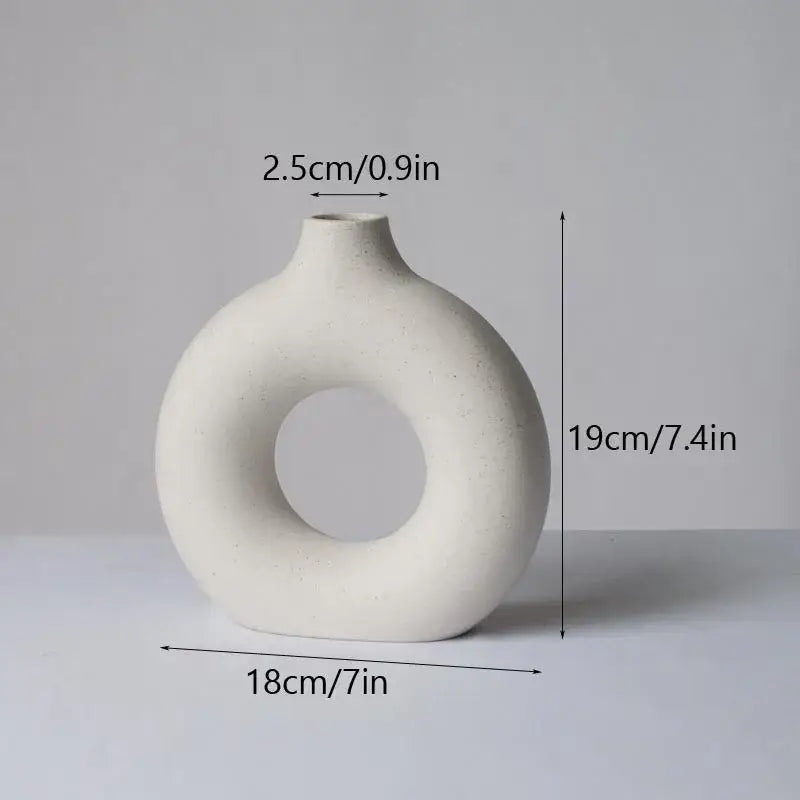 Minimalist white decorbites ceramic donut vase set living room