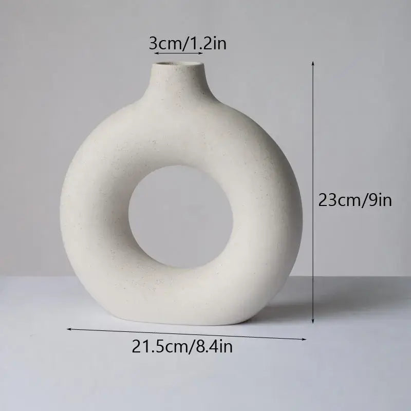 Minimalist white decorbites ceramic donut vase set living room