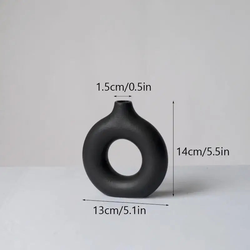 Minimalist white decorbites ceramic donut vase set living room