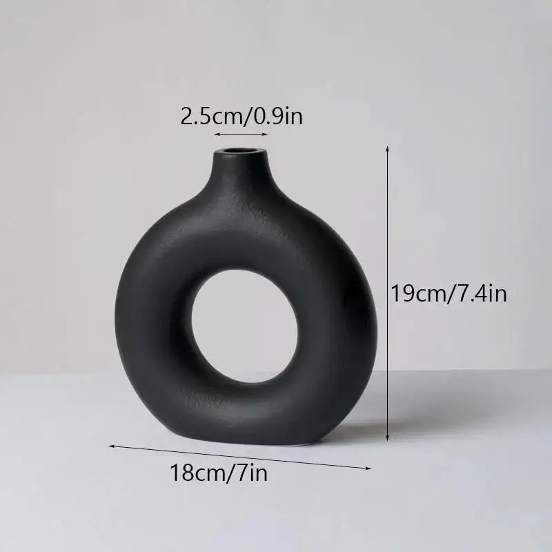 Minimalist white decorbites ceramic donut vase set living room