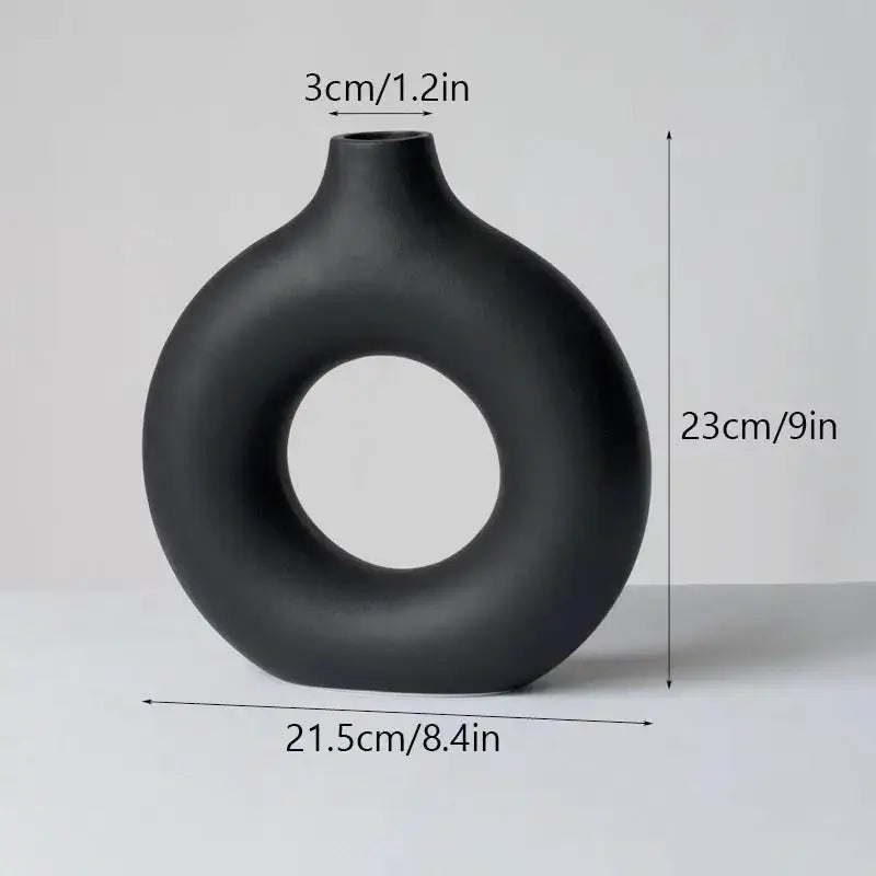 Minimalist white decorbites ceramic donut vase set living room
