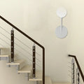 Minimalist white finish frosted glass wall lamp with sleek circular discs and slender stem for 110v-120v use