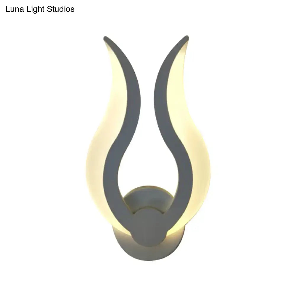 Minimalist white flame wall sconce bedroom led light