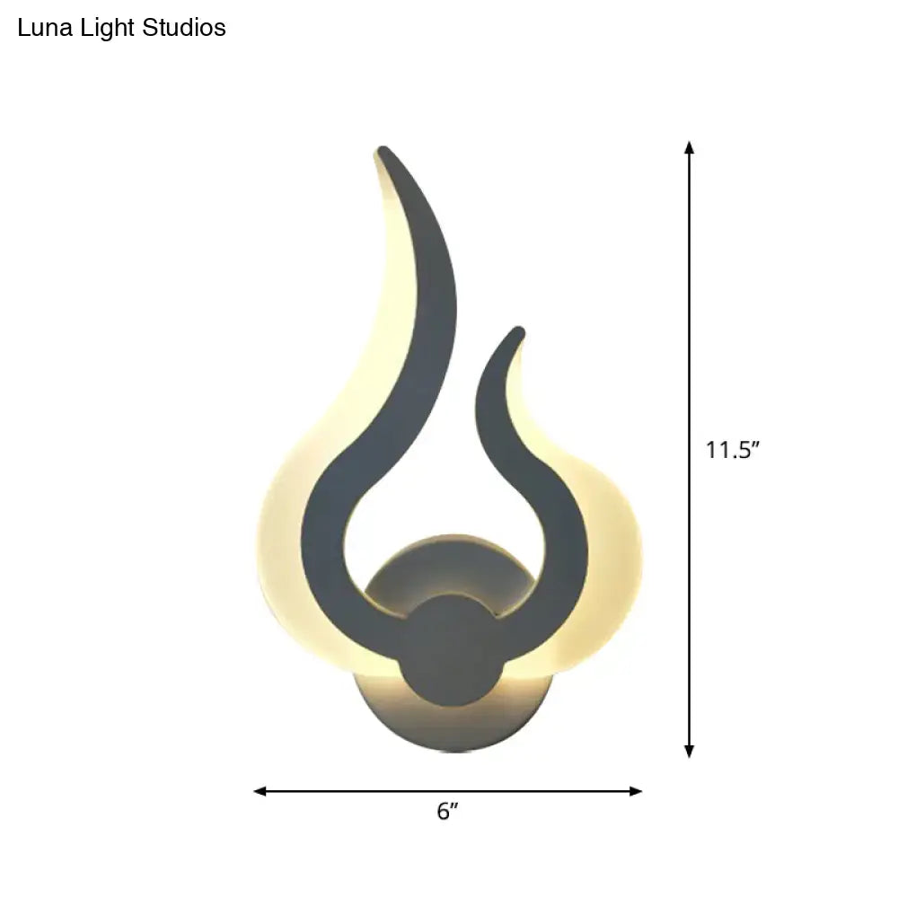 Minimalist white flame wall sconce bedroom led light