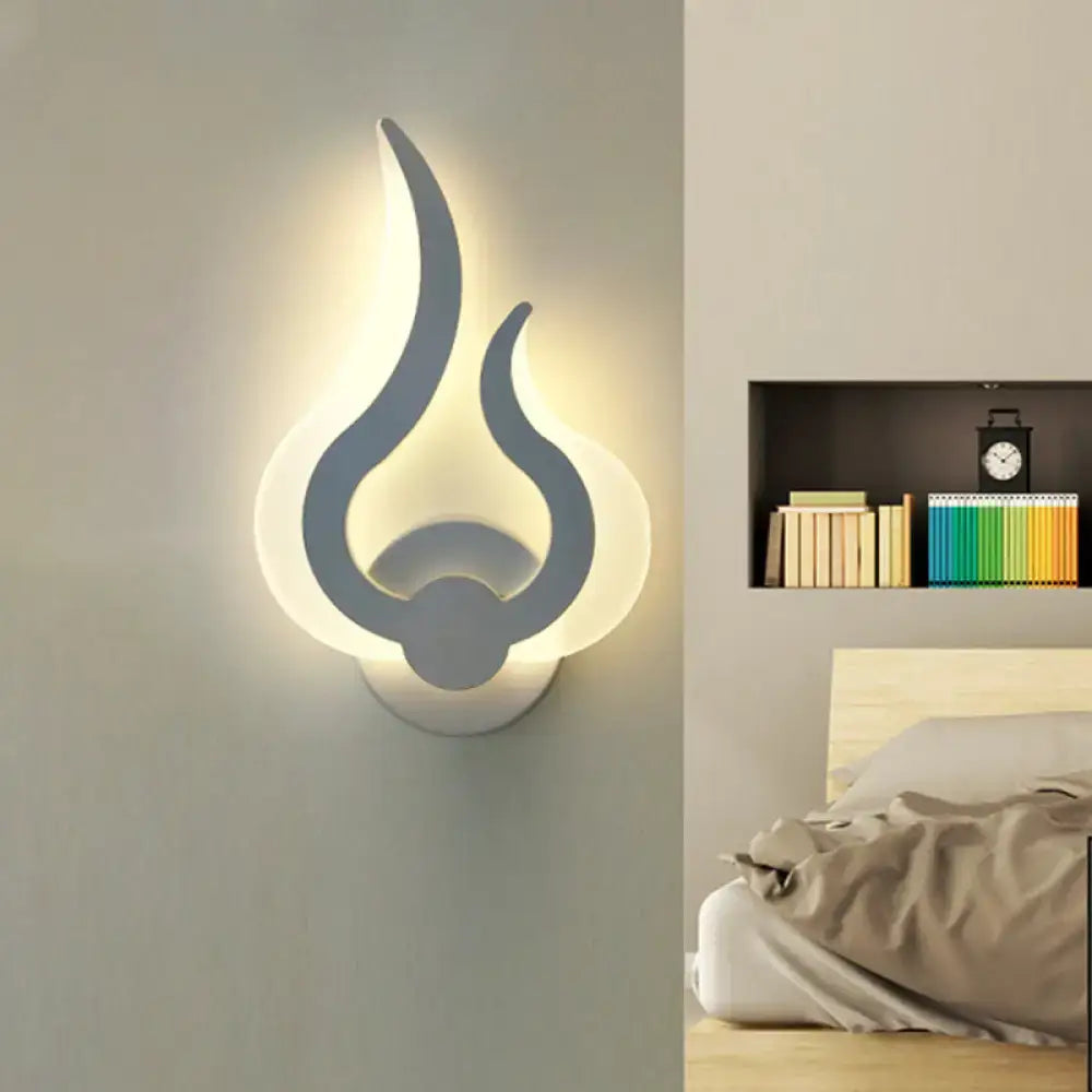 Minimalist white flame wall sconce bedroom led light