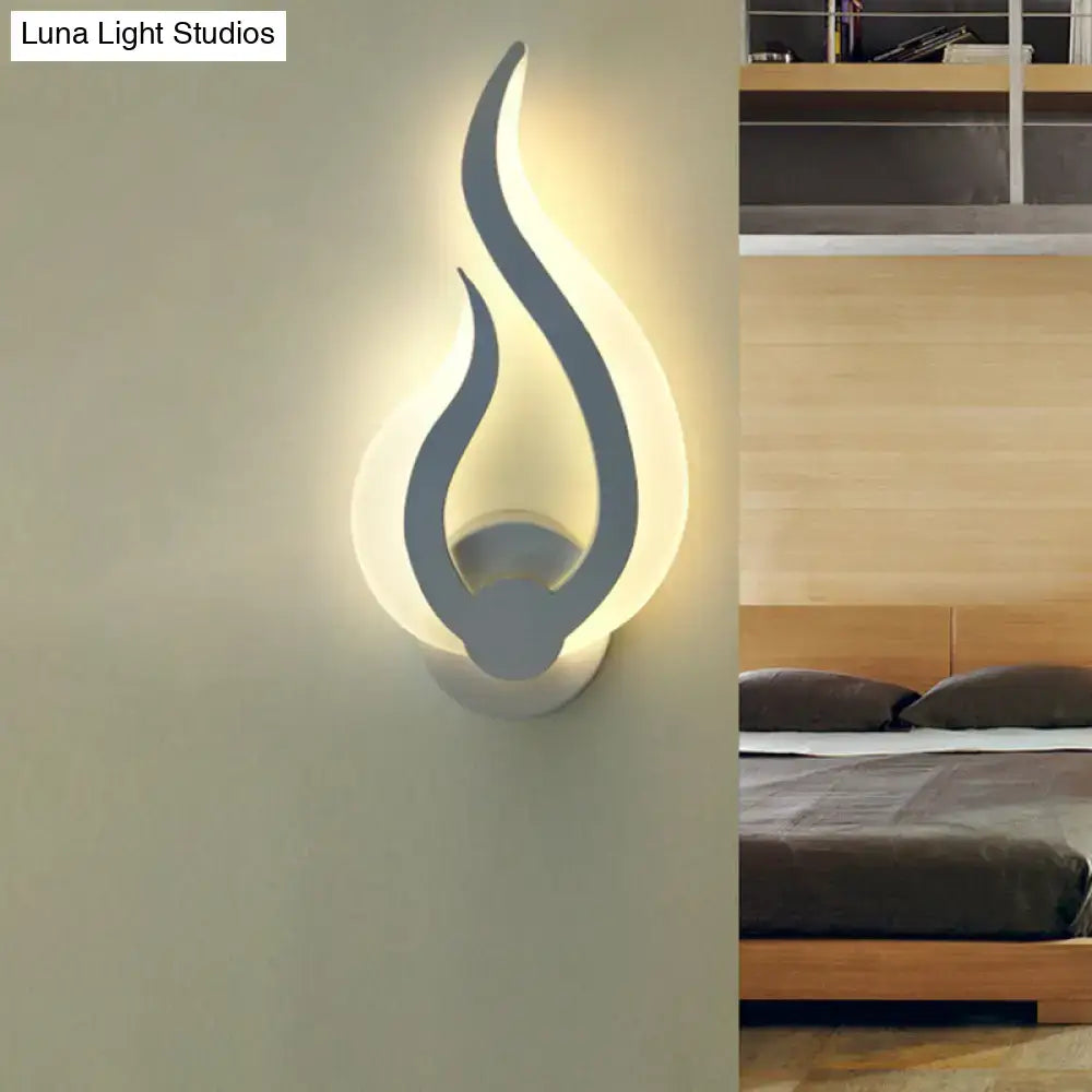 Minimalist white flame wall sconce bedroom led light