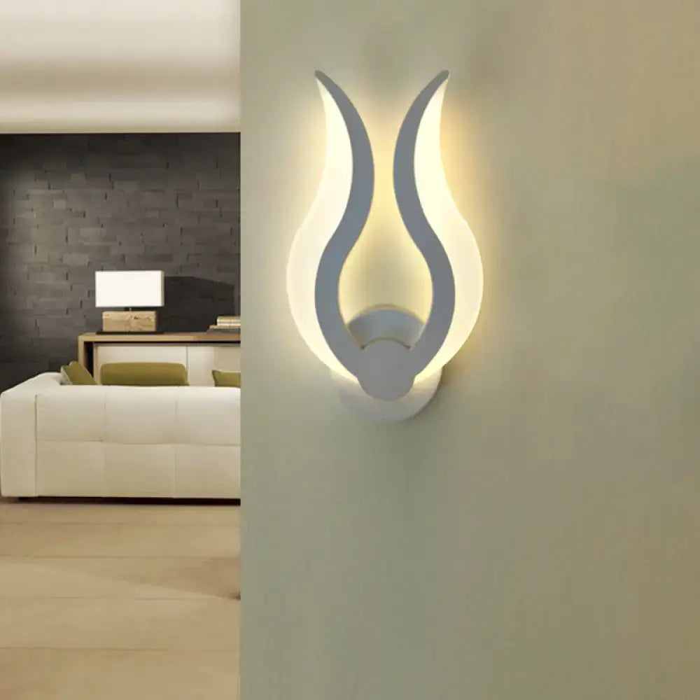 Minimalist white flame wall sconce bedroom led light