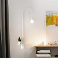Minimalist white gooseneck wall sconce with shelf bedroom wall light
