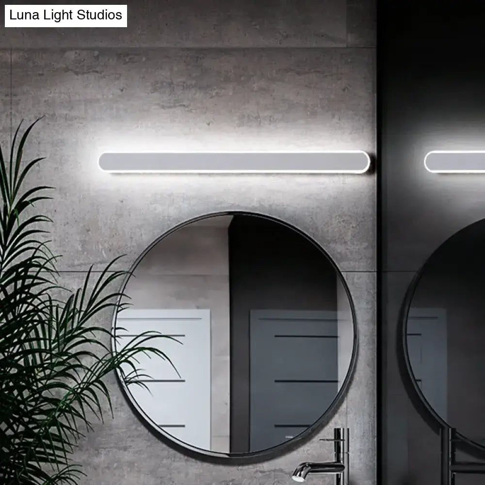 Minimalist white led mirror wall sconce bathroom warm white light