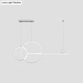 Decorbites sleek ring and linear metal led hanging lamp with minimalist white circular and linear design for dining rooms
